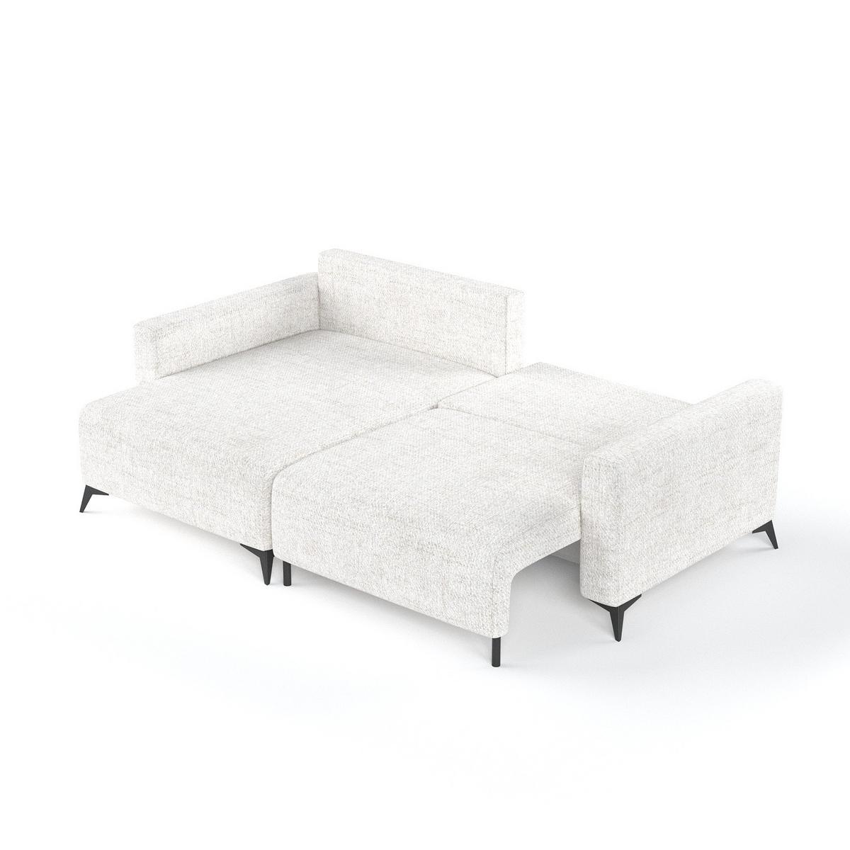 ECKSOFA NUVIO mit Schlaffunktion Creme im Neve Stoff - Creme/Schwarz, Holz/Holzwerkstoff (239/148cm) - AltaBeds
