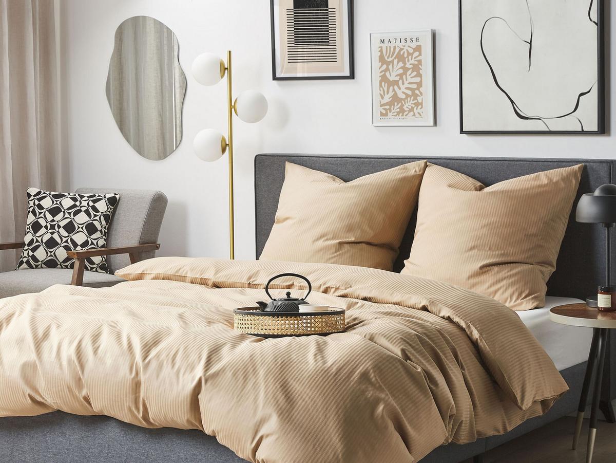 BETTWÄSCHE SET Avondale 155x220 cm - Beige, Textil (155/220cm) - Beliani