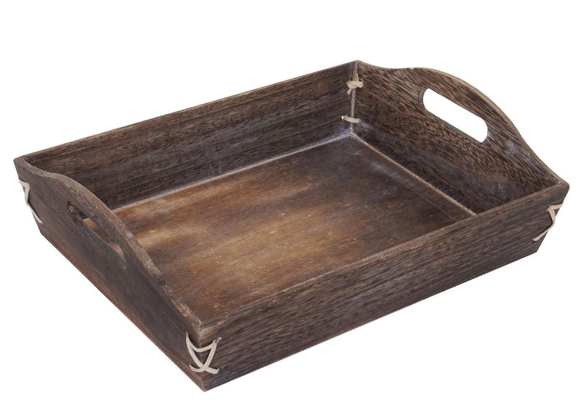 TABLETT SHABBY-LOOK 3ER SET Braun 3x Tablett-Set - Braun, Holz (36/10/27cm) - MCW