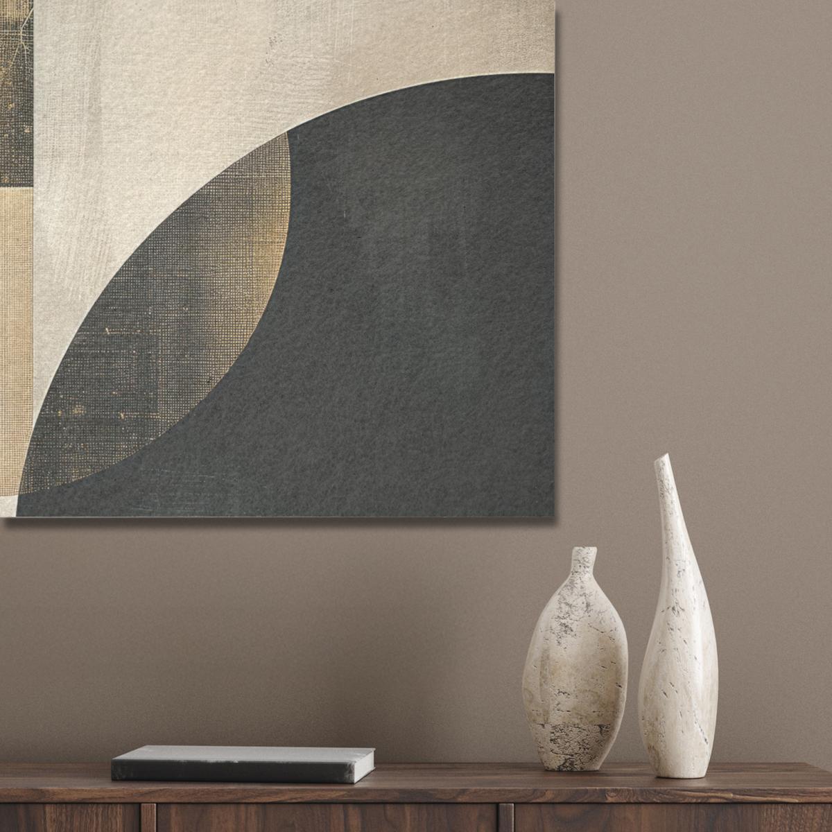 AKUSTIKBILD Abstrakt - Geometrische Formen - Schwarz - Gold Gemälde 80x60 cm - Ecru, Kunststoff (80/60/0.9cm) - MuchoWow