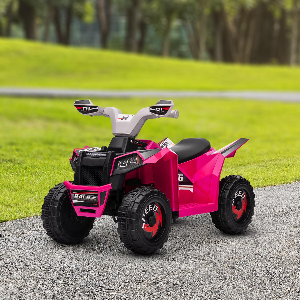 ELEKTRO Kinderquad, Mini Elektroquad mit Vorwärts-, Rückwärtsfunktion, Rosa - Rosa, Metall (70/41.5/48.5cm) - HOMCOM