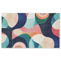 FUSSMATTE Abstrakt - Blau - Rosa Fußabtreter 150x90 cm - Multicolor, Kunststoff (150/0.4cm) - MuchoWow