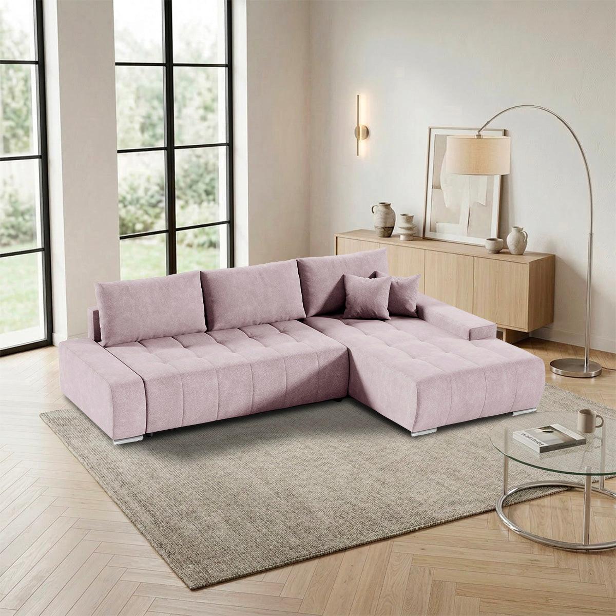 ECKSOFA Jonas 4 Sitzplätze Rose - Pink, Holzwerkstoff (265/185cm) - Petits-meubles