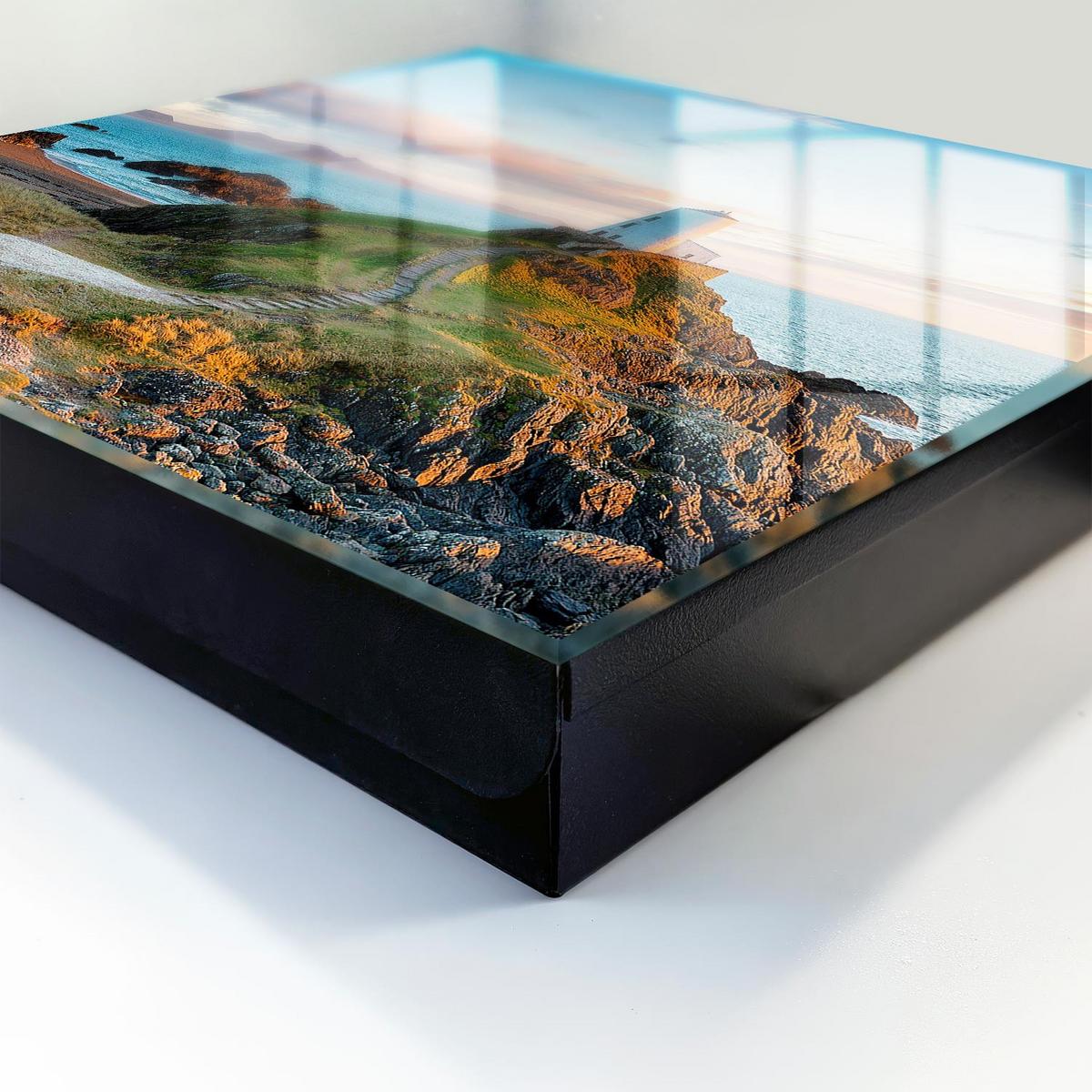 SCHLÜSSELBOX Schwarz 30x30 cm- Türöffnung nach rechts - Leuchtturm - Blau, Metall (30/30/5cm) - TULUP