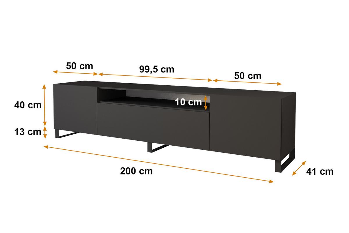 LOWBOARD ELIO-S 200x53x41 cm - Schwarz - Schwarz, Holzwerkstoff (200/53/41cm) - ALTDECOR