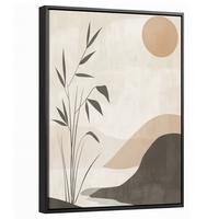 LEINWAND Bilder mit Rahmen - Japandi - Landschaft - Beige - 30x40 - Cognac, Textil (30/40cm) - MuchoWow
