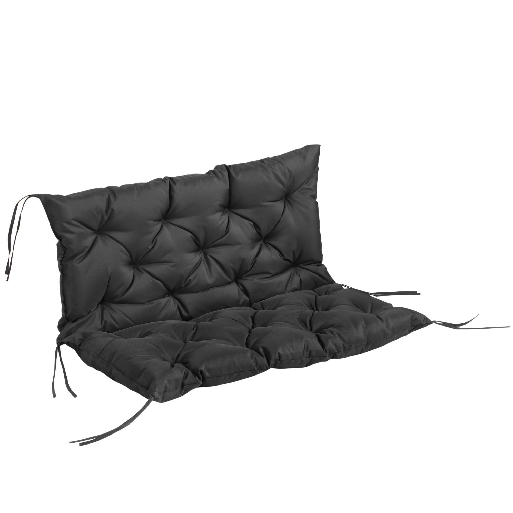BANKAUFLAGE 3-Sitzer 100x98x8 cm - Schwarz, Kunststoff (98/8/100cm) - Outsunny