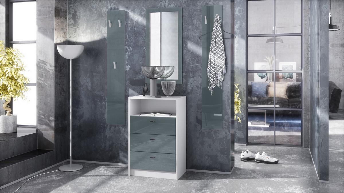 GARDEROBE Pino Grau Hochglanz - Grau, Holzwerkstoff (135/190/36cm) - Vladon