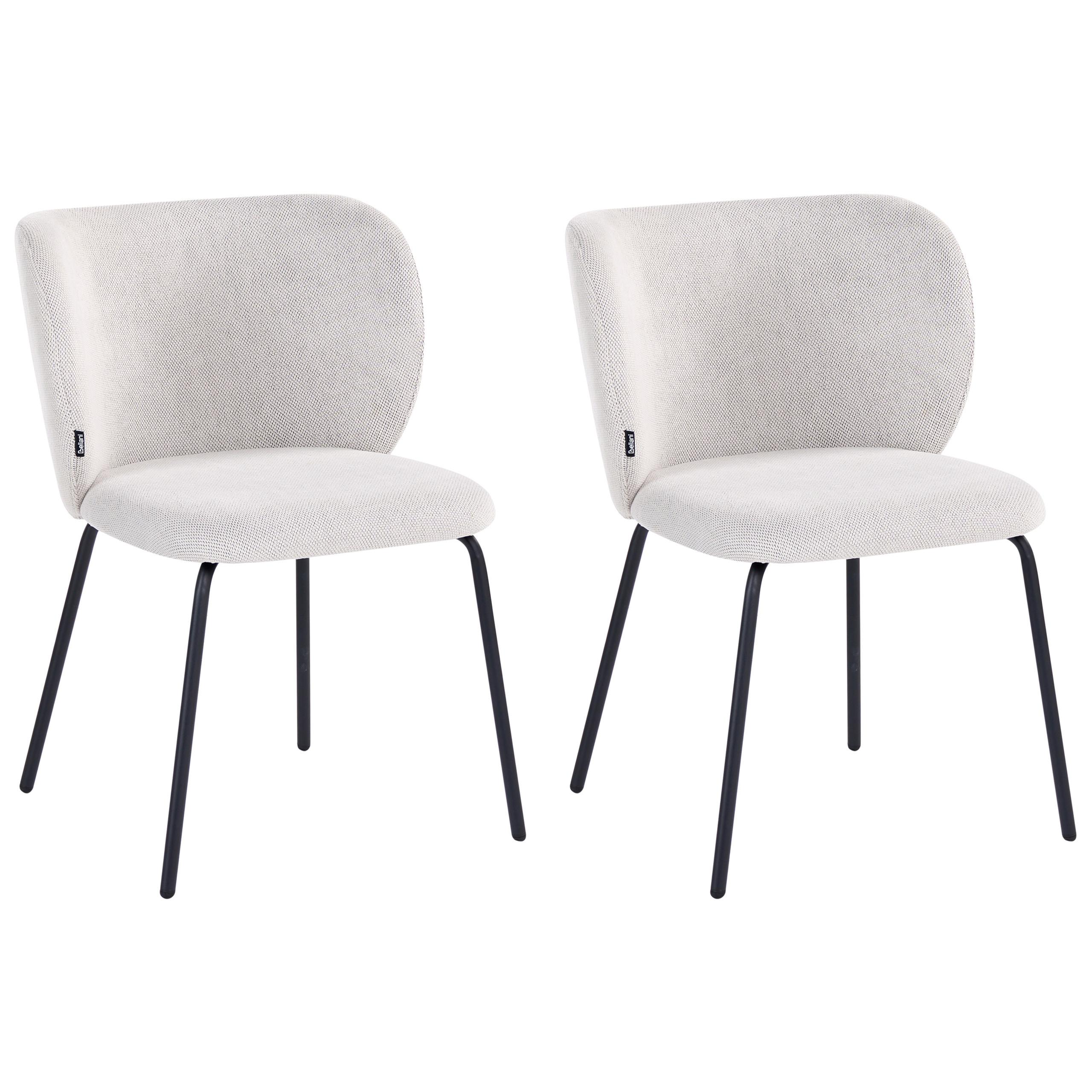ESSZIMMERSTUHL 2er-Set Stoff Cremeweiß Calera - Weiß, Textil (56/78/60cm) - Beliani