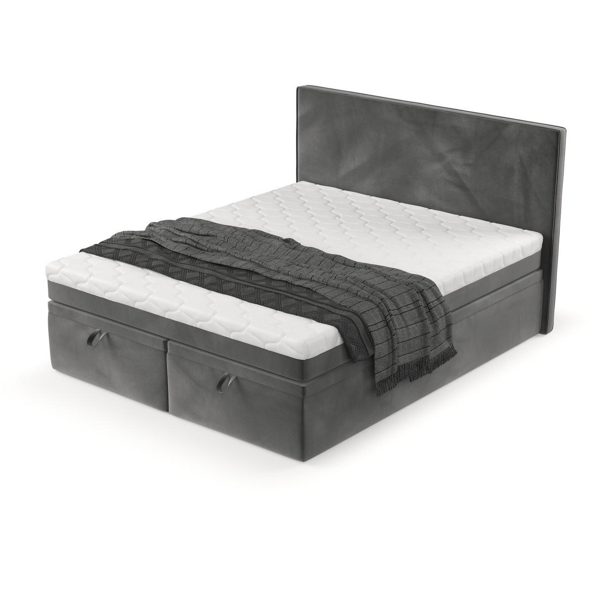 BOXBETT Zalla 160/200 cm Grau im Kronos Stoff - Schwarz/Grau, Holz/Holzwerkstoff (160/200cm) - AltaBeds