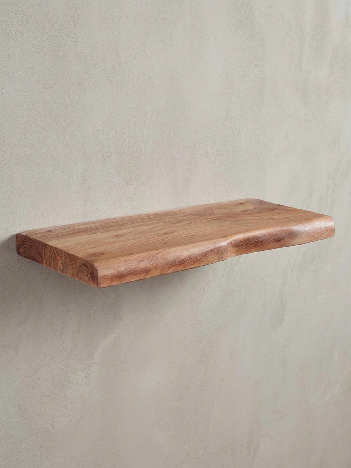 WANDREGAL Akazienholz Baumkante Rustikal, Beige 40x26x4 cm - Beige, Holz (40/4/26cm) - KADIMA DESIGN