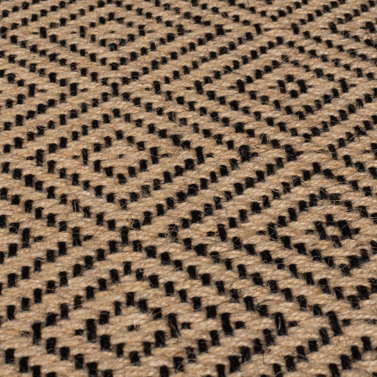 JUTETEPPICH CARRON, geometrisch, Braun-Schwarz, 200 x 290 cm - Braun, Naturmaterialien (290/200cm) - KADIMA DESIGN