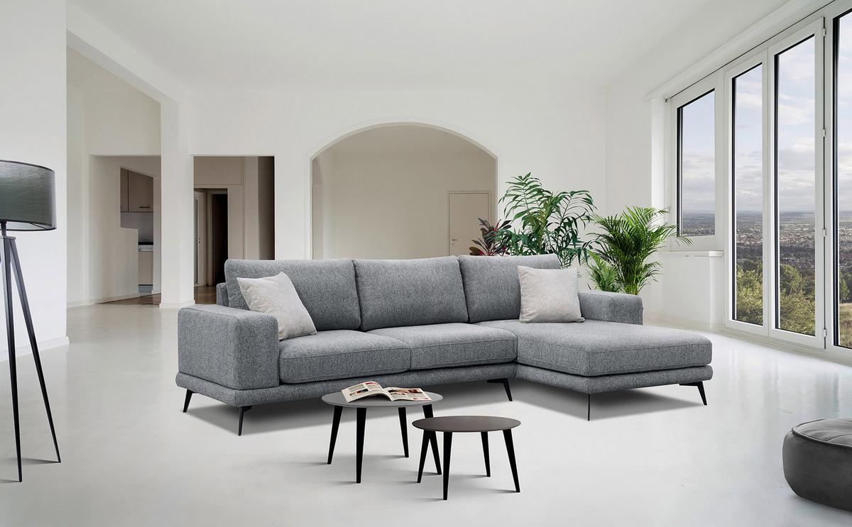 ECKSOFA MEDIOLANE 4-Sitzer, grau - Grau, Holzwerkstoff/Textil (282/219cm) - Wozimo