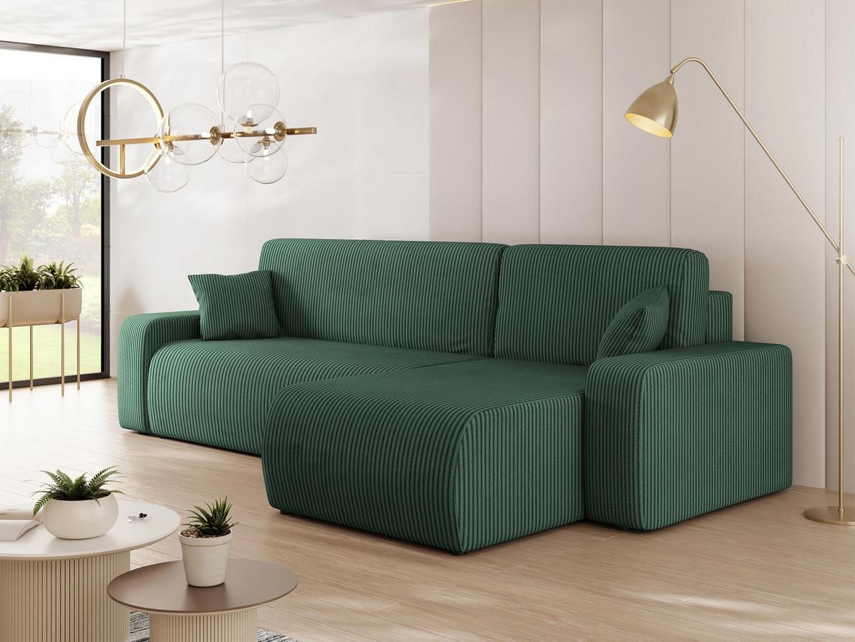 ECKSOFA Piano L Cord - Schwarz/Grün, Holz/Kunststoff (244/145cm) - MIRJAN24
