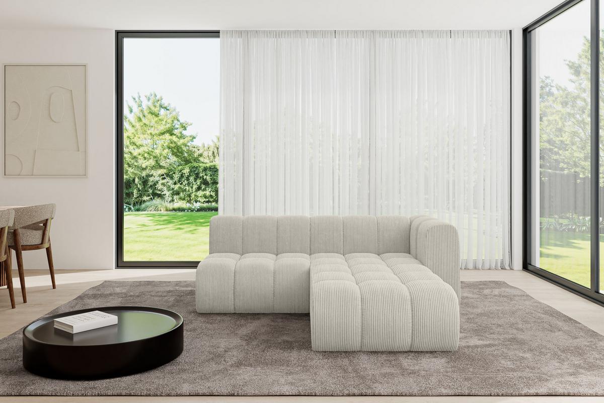 ECKSOFA modulares Sofa Darnel-L1 - 205x177x70 cm Creme - Hellgrau/Creme, Holzwerkstoff/Textil (205/177cm) - ALTDECOR