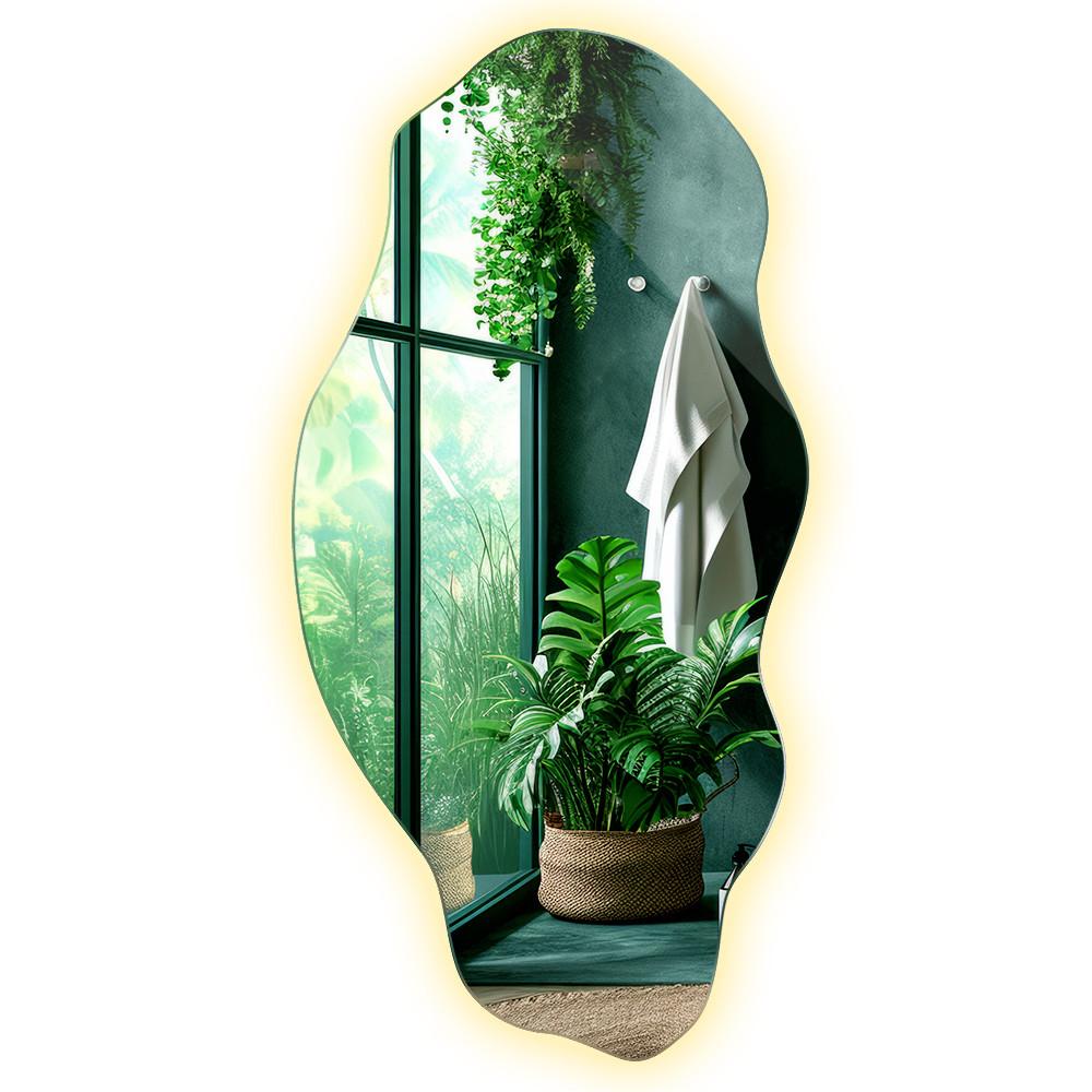 LED-SPIEGEL 40x80 cm Warmweiß 3000K - Gelb, Glas (80/40/0.4cm) - TULUP