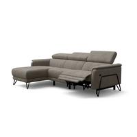 ECKSOFA RODEN 4-Sitzer mit Relax, beige, Veloursstoff - Beige, Holz/Textil (268/92cm) - Wozimo