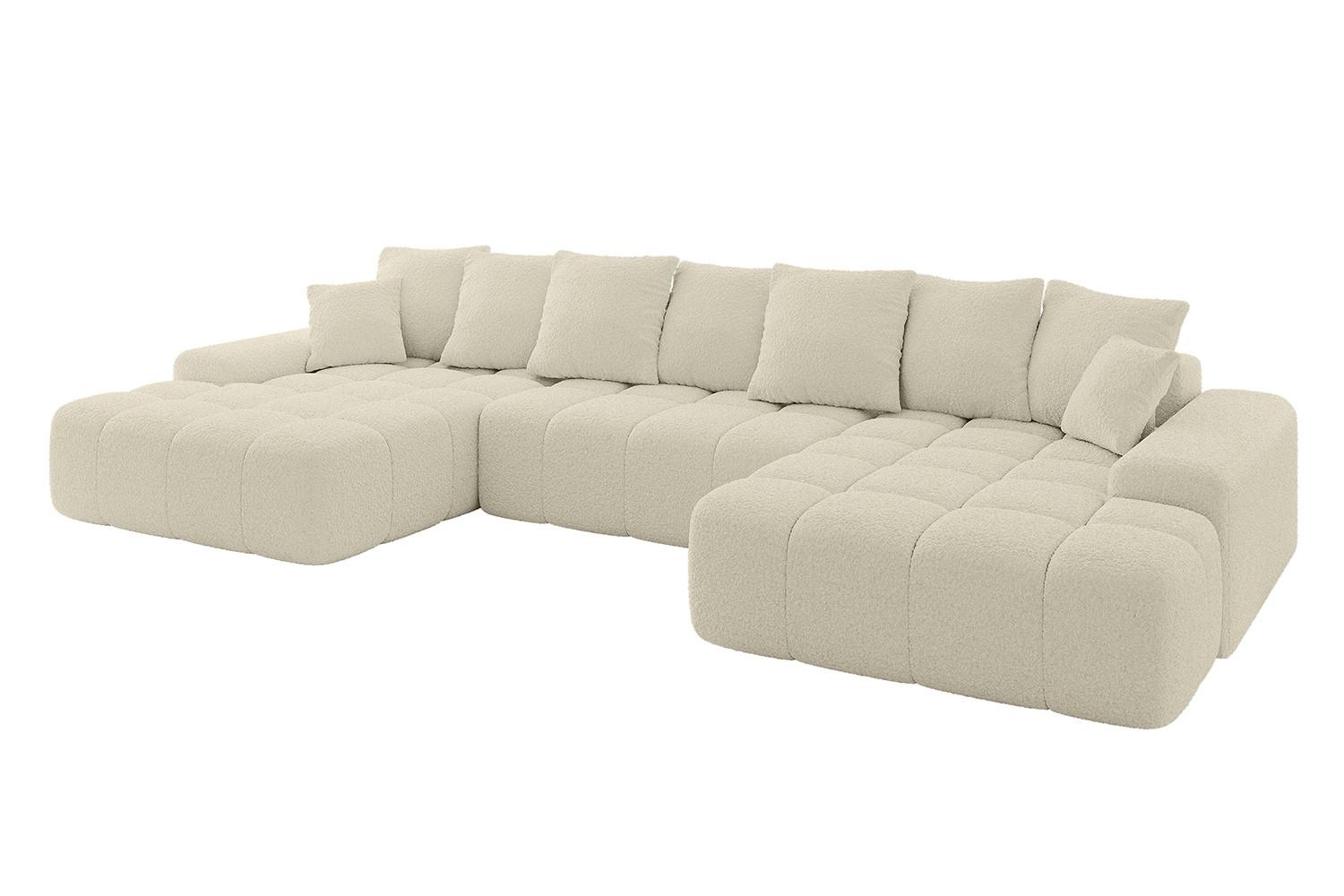 WOHNLANDSCHAFT ENSI-U - 353x164x69 cm Creme - Hellbraun/Creme, Holzwerkstoff/Kunststoff (357/69/164cm) - ALTDECOR