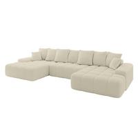 WOHNLANDSCHAFT ENSI-U - 353x164x69 cm Creme - Hellbraun/Creme, Holzwerkstoff/Kunststoff (357/69/164cm) - ALTDECOR