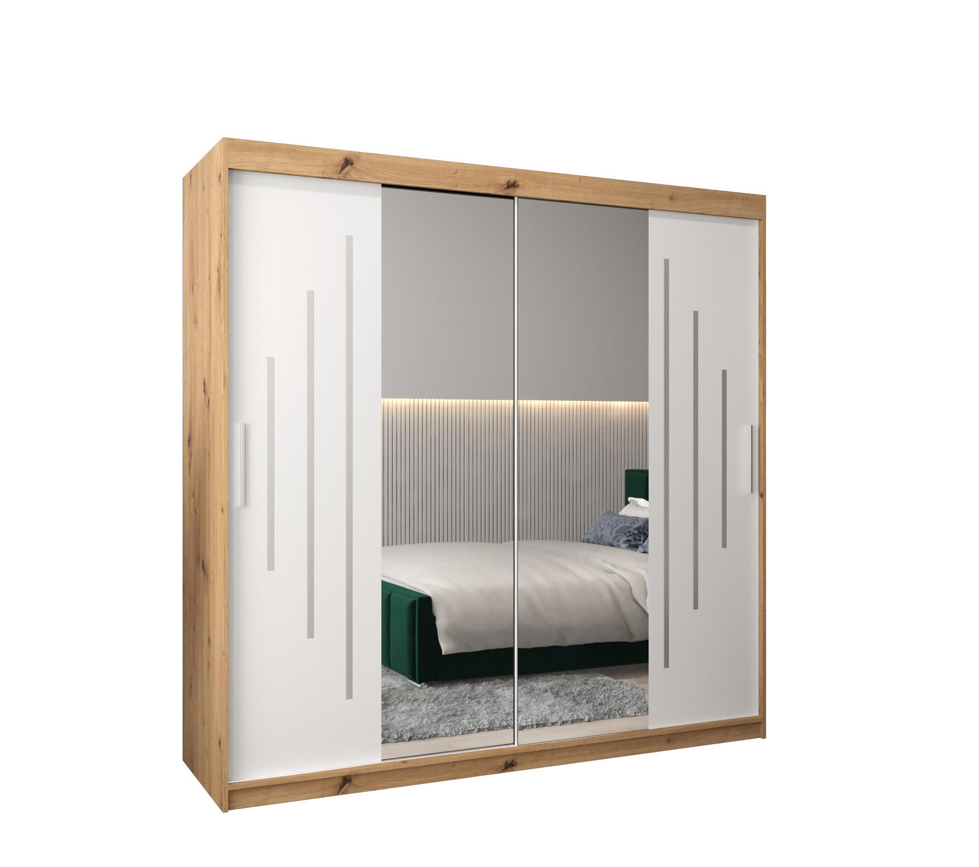 SCHWEBETÜRENSCHRANK 200/200/62 2-türig - Silberfarben/Weiß, Holz/Kunststoff (200/200/62cm) - Abiks Möbel