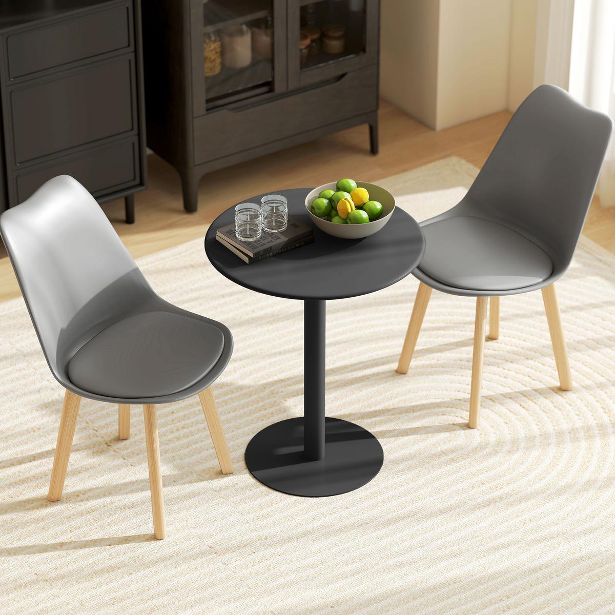 ESSTISCH, Runder Küchentisch für 2 Personen, Moderner Esszimmertisch, Schwarz - Schwarz, Metall (60/60/72cm) - HOMCOM