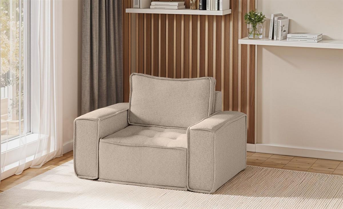 SESSEL Sande In Alpine - Hellbraun, Holzwerkstoff/Textil (132/85/90cm) - Fun Möbel
