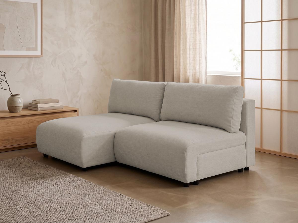 ECKSOFA Sora mit Schlaffunktion, Bettkasten und extra tiefer Komfortzone aus hochwertigem Taupe Strukturstoff - Taupe/Schwarz, Holz/Kunststoff (140/200cm) - S-Style