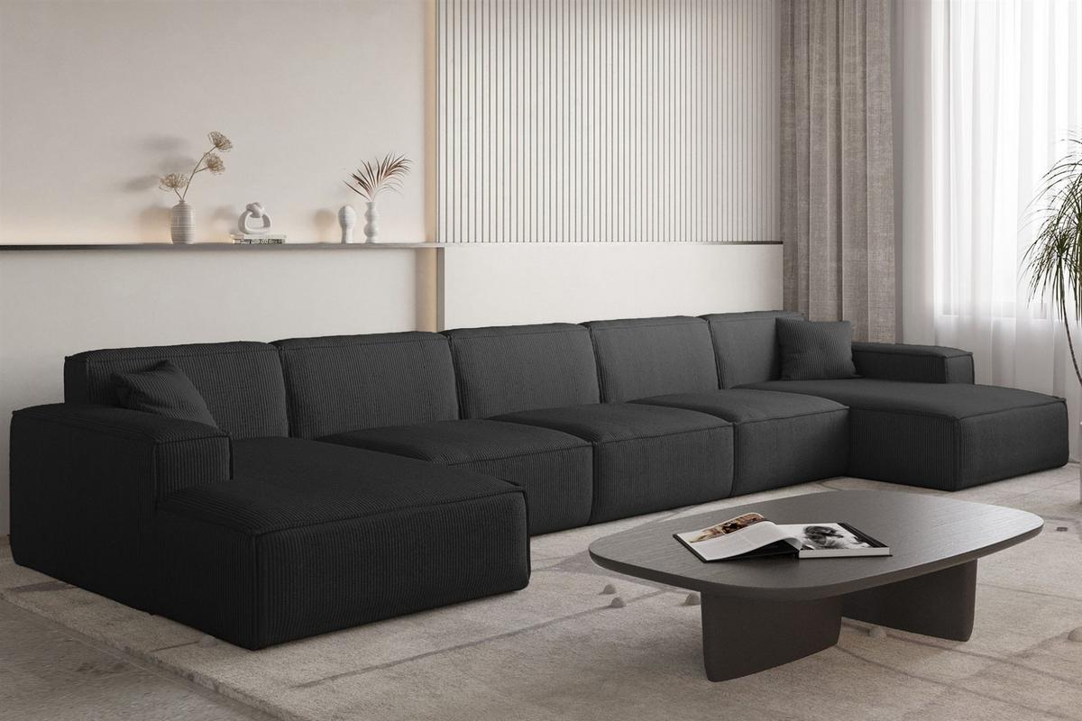 WOHNLANDSCHAFT Celes Premium Xl Scala - Schwarz, Holzwerkstoff/Textil (462/73/165cm) - Fun Möbel