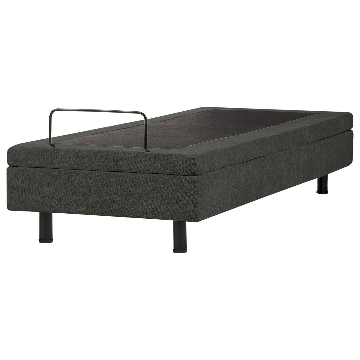 POLSTERBETT Verstellbar 80/200 cm Dunkelgrau Duke II - Dunkelgrau/Schwarz, Textil (80/200cm) - Beliani
