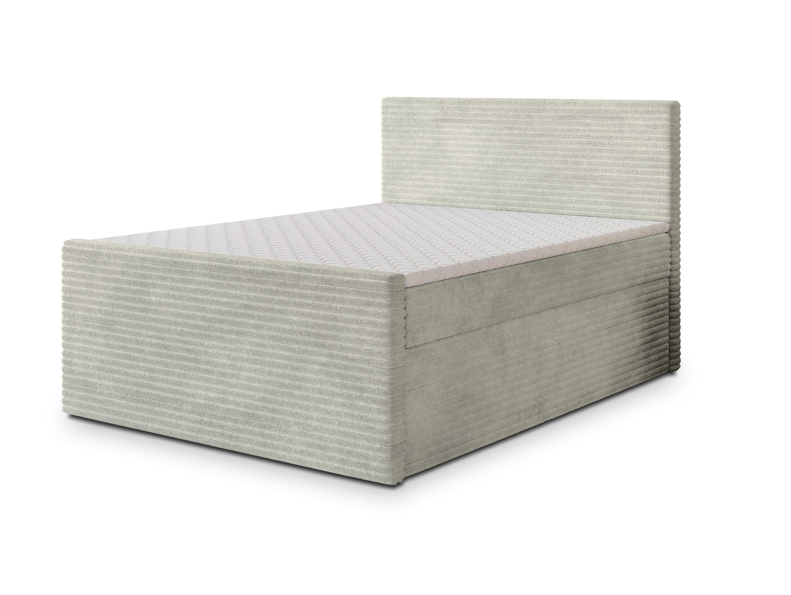 BOXBETT NOLEN 140x200 cm mit Matratze und Topper - Hellgrau - Hellgrau, Holz (140/200cm) - MASSENO