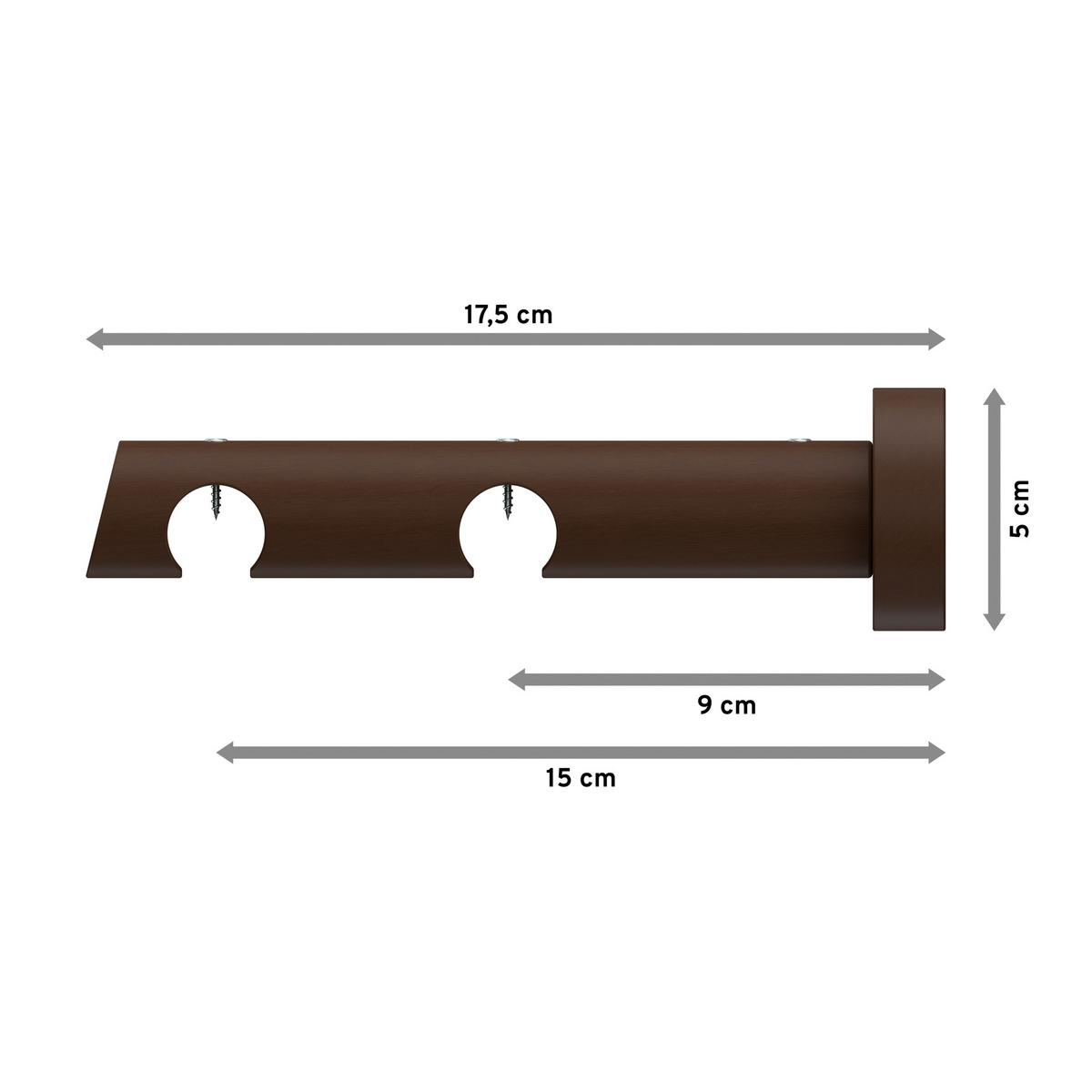 TRÄGER FÜR GARDINENSTANGEN INNENLAUF 20 mm Ø, Talent 2-läufig, Nussbaum - Nussbaumfarben, Holz (18/5.3/5.3cm) - INTERDECO