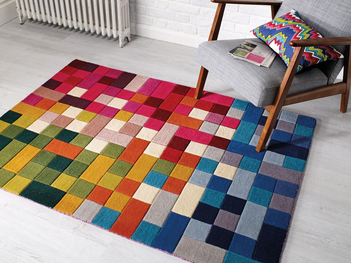 WOLLTEPPICH DERWENT, geometrisch, aus Wolle, Bunt, 120 x 170 cm - Multicolor, Textil (120/170cm) - KADIMA DESIGN