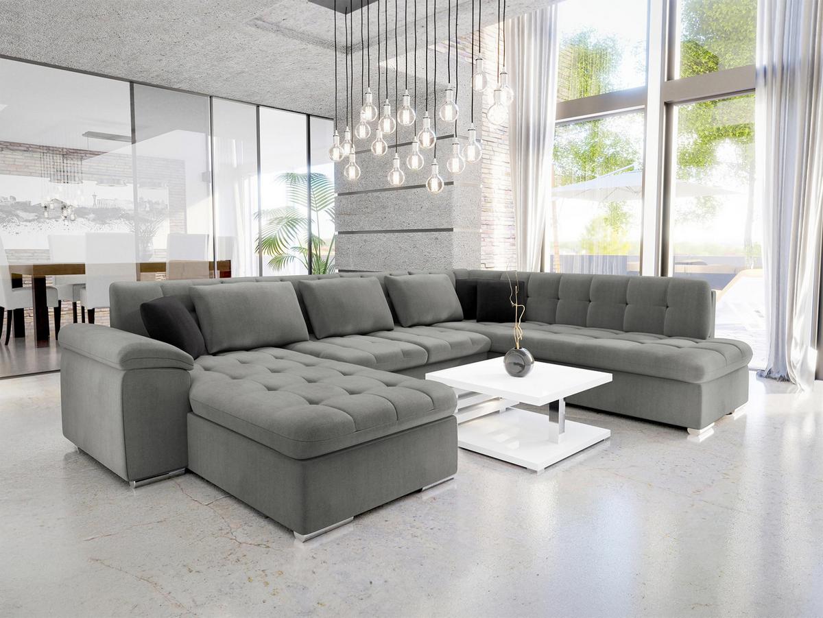 WOHNLANDSCHAFT Niko Bis Lux, Seite: Links - Grau, Holz/Textil (348/76/205cm) - MIRJAN24