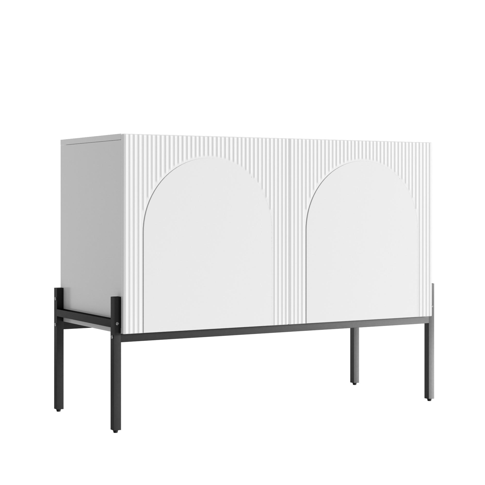 SIDEBOARD 100cm mit Bogendesign, 2 Türen, Metallbeine - Weiß, Holzwerkstoff (100/75/40cm) - Urban Meuble