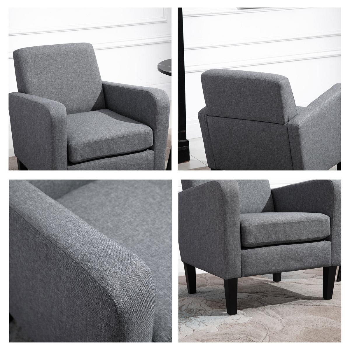 SESSEL mit Rückenlehne, abgerundeten Armlehnen Gepolstert Loungesessel Hellgrau - Hellgrau, Textil (72/74/66cm) - HOMCOM