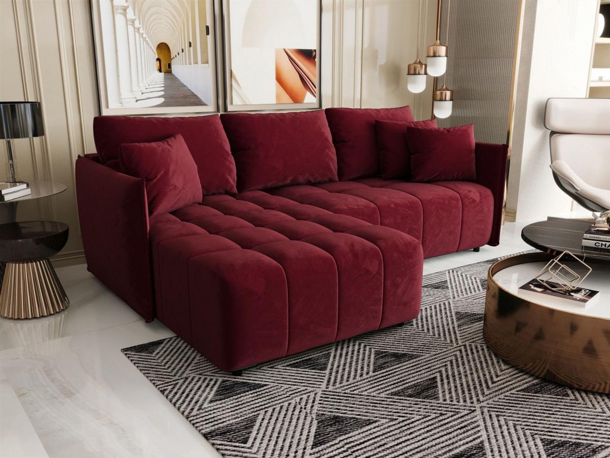 ECKSOFA Treviso - Bordeaux, Holzwerkstoff/Textil (245/185cm) - Fun Möbel