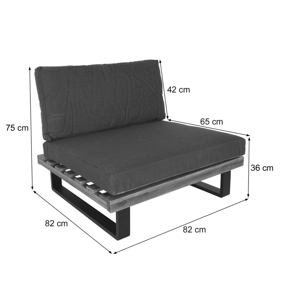 LOUNGE-SESSEL Schwarz, Braun, Hellgrau - Hellgrau/Schwarz, Holz (82/75/82cm) - MCW