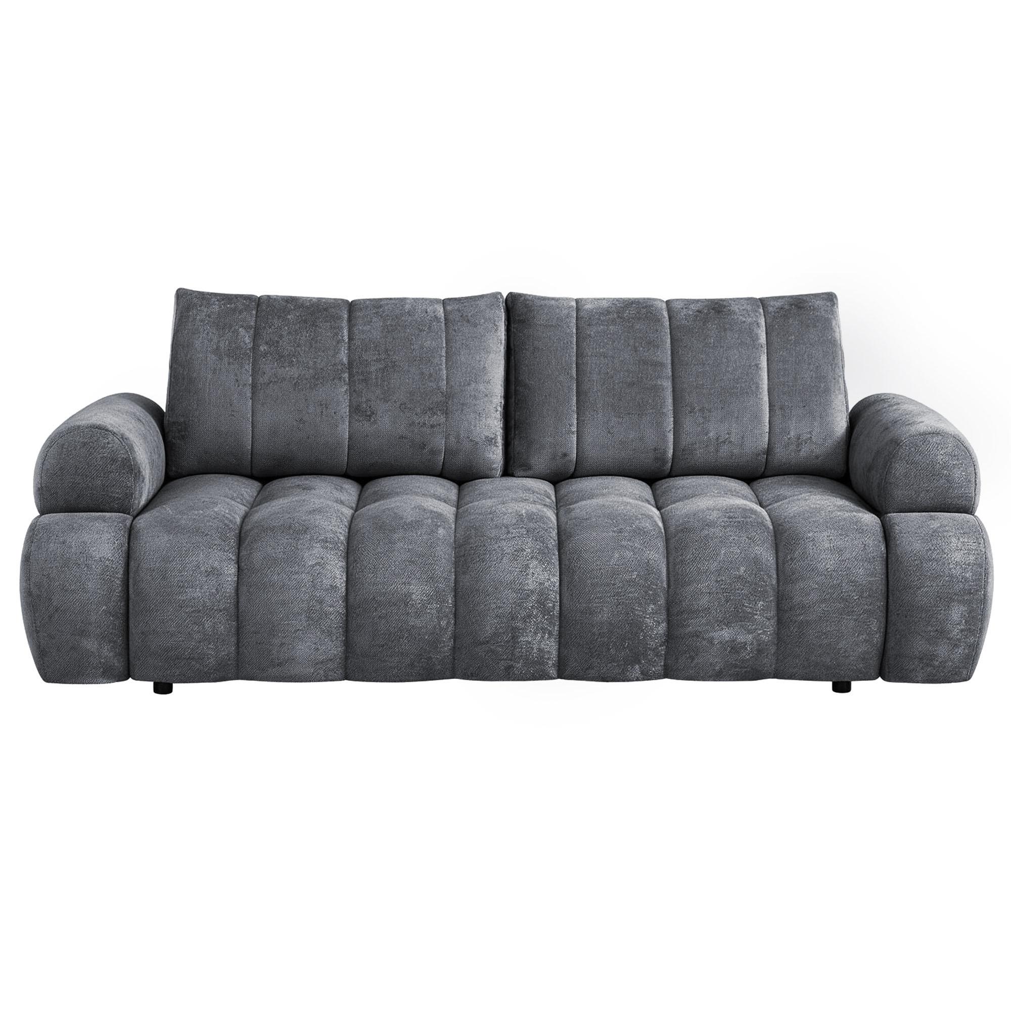 SCHLAFSOFA Mavi 3-Sitzer mit Schlaffunktion, Bettsofa Schlafcouch 195x145 cm, Dunkelgrau - Dunkelgrau, Textil (255/100/110cm) - Beautysofa
