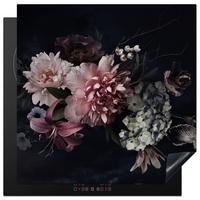 HERDABDECKPLATTE Blumen - Vintage - Pastell - Rosa - Weiß Induktionsmatte 78x78 cm - Altrosa, Kunststoff (78/78/0.2cm) - MuchoWow