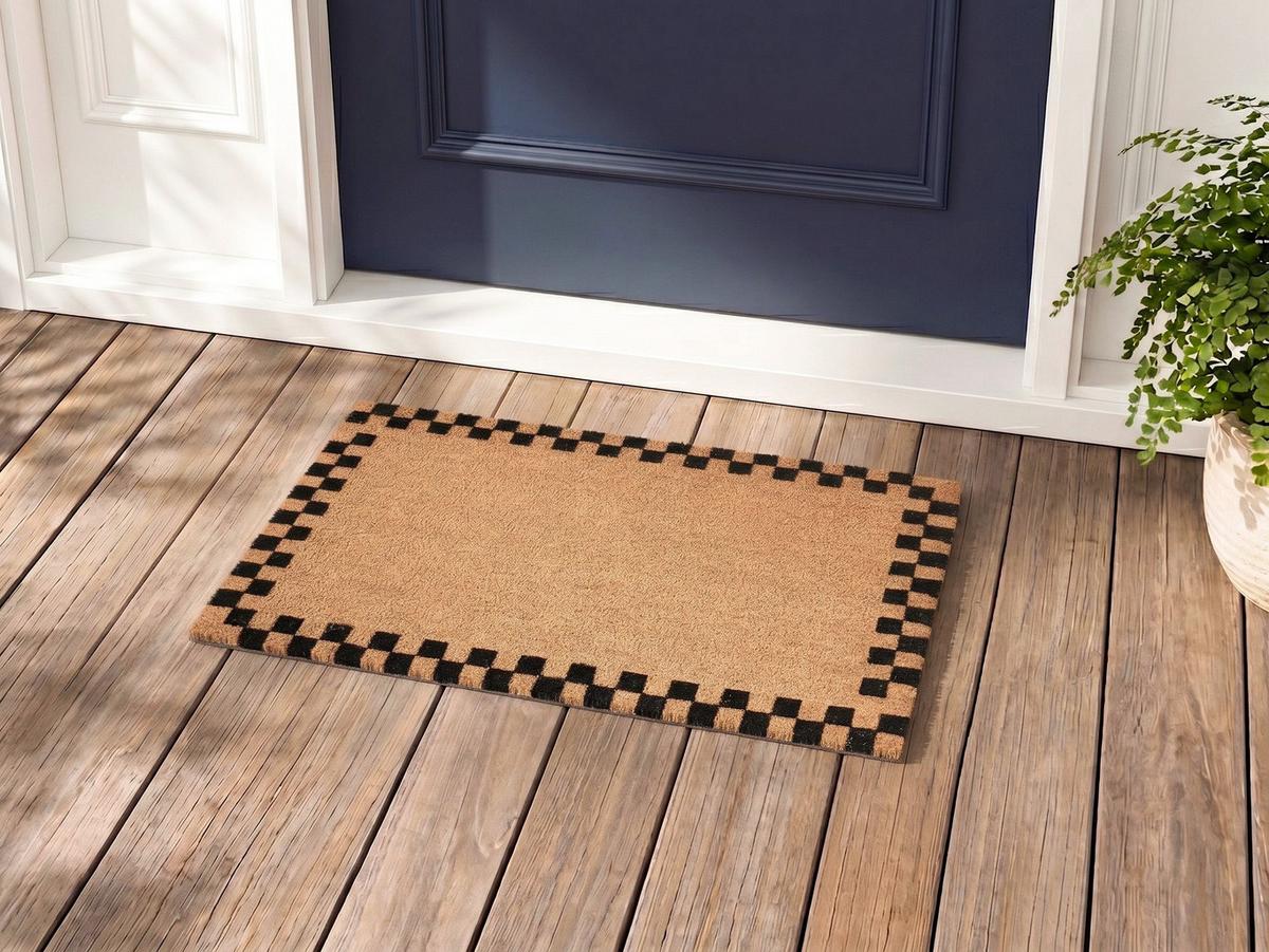 FUSSMATTE Beige/Schwarz 60/90 cm Kokosfasern Sagada - Beige, Textil (60/90cm) - Beliani