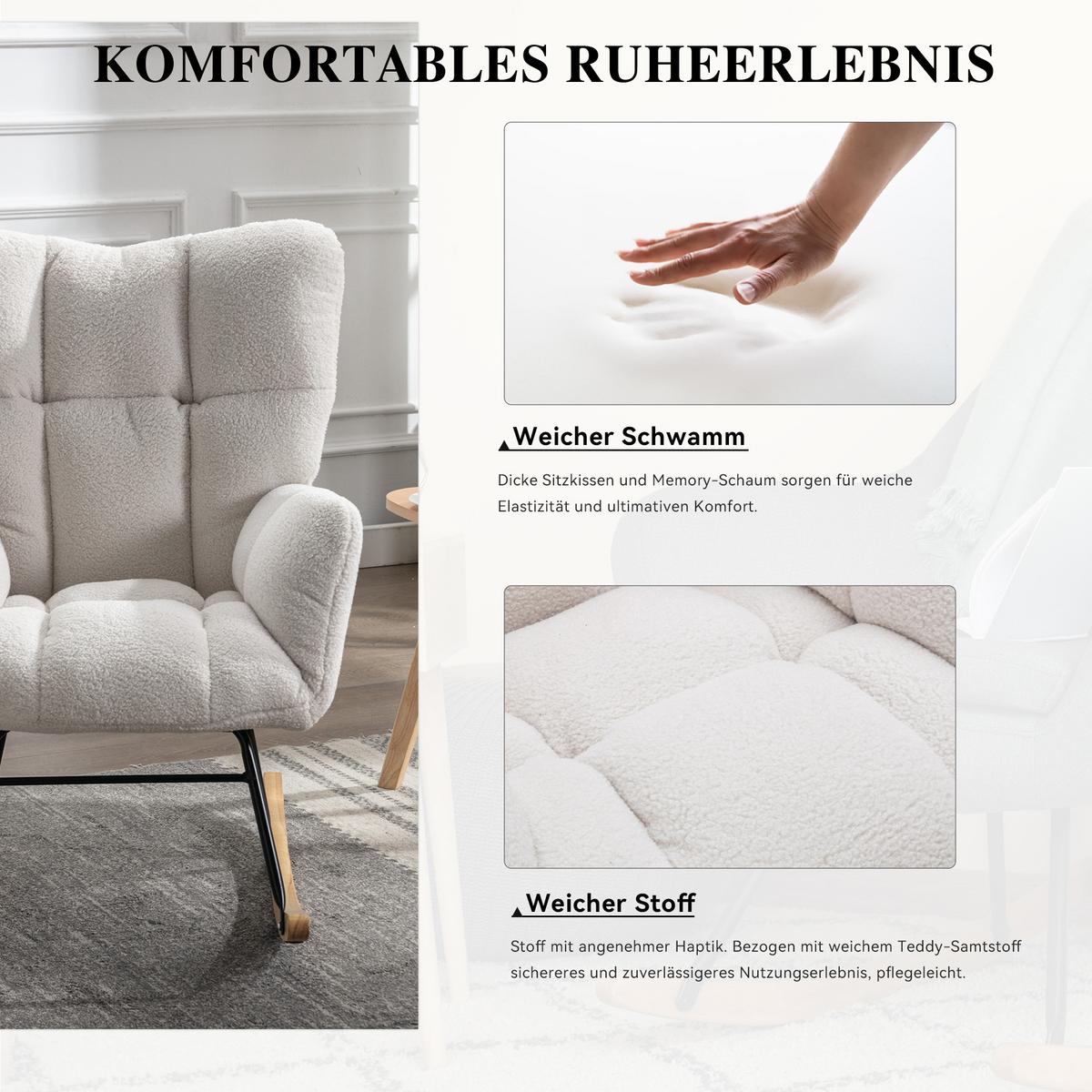 SCHAUKELSESSEL Weiß - Weiß, Holz/Textil (70/95/80cm) - Urban Meuble