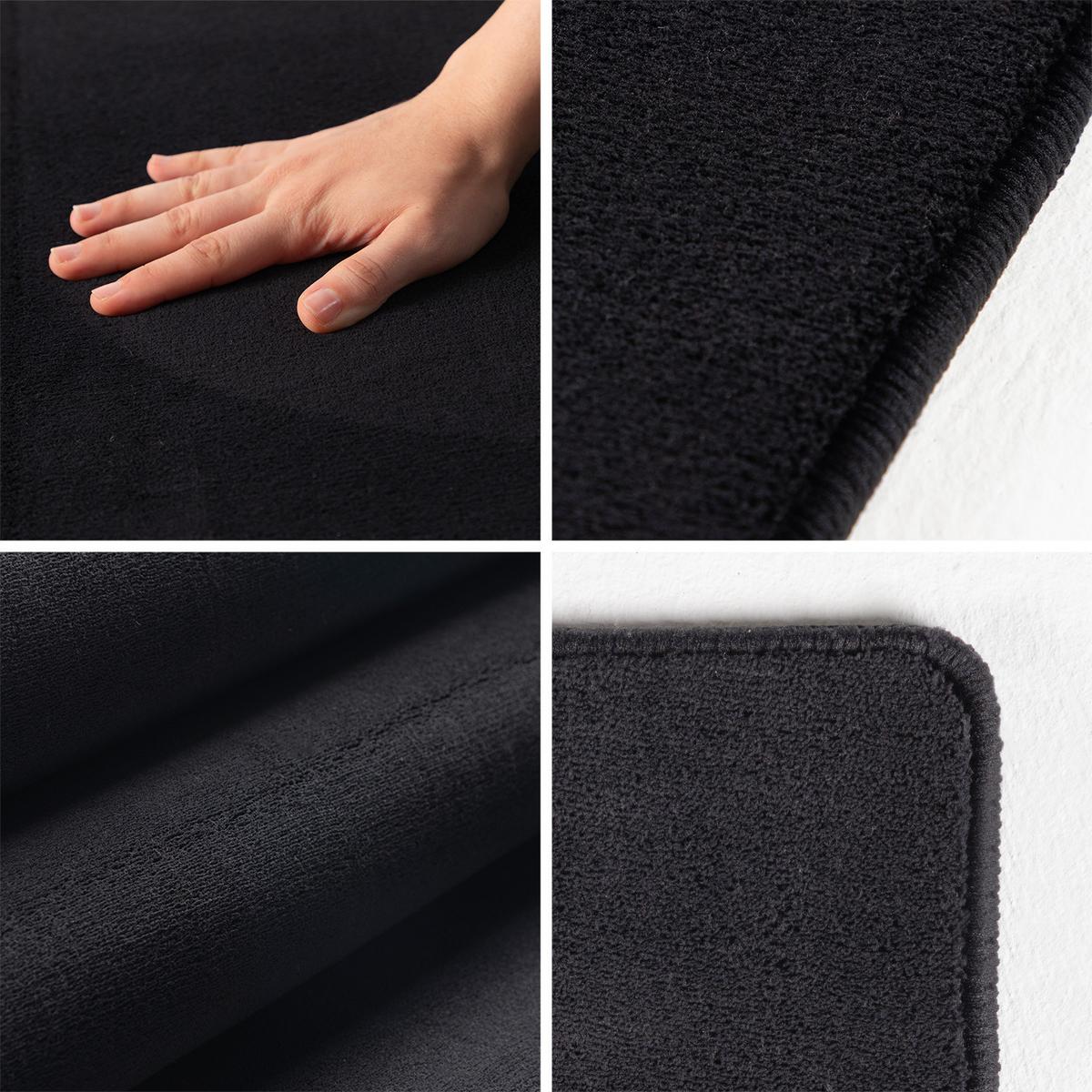 TEPPICH Kurzflor Waschbar LECH in Schwarz, einfarbig, 140 x 200 cm - Schwarz, Textil (200/140cm) - KADIMA DESIGN