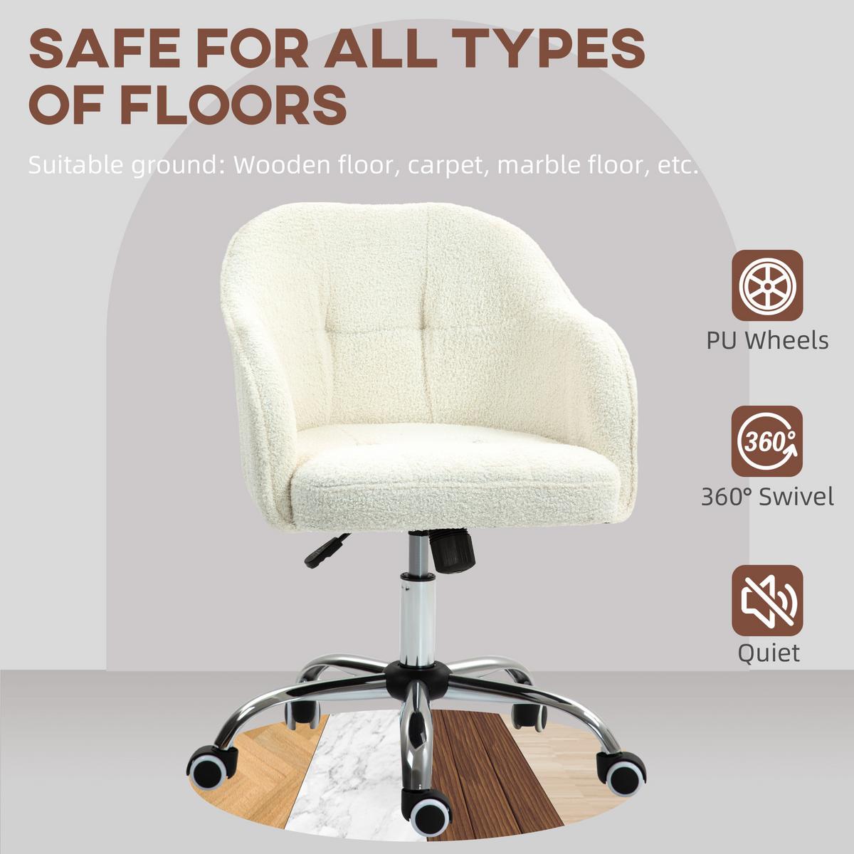 BÜROSTUHL Polyester Kunstleder Cremeweiß - Weiß, Kunststoff (61/86/56cm) - HOMCOM