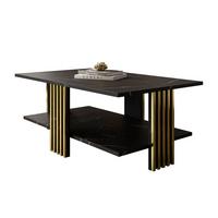 COUCHTISCH SAPHIRA GOLD mit Ablageboden, Schwarz Marmour - Schwarz, Holzwerkstoff (60/100/40cm) - Lookway