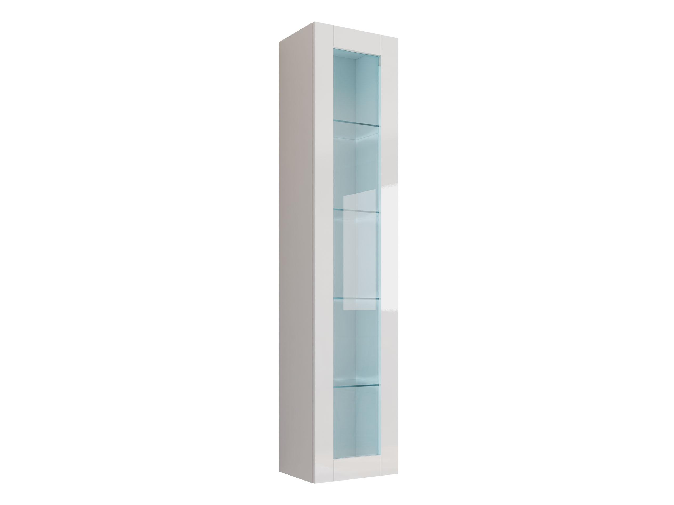 HÄNGEVITRINE 180 Vigo Glas mit RGB LED Beleuchtung - Weiß Hochglanz/Weiß, Holzwerkstoff (40/180/30cm) - MIRJAN24