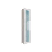 HÄNGEVITRINE 180 Vigo Glas mit blauer LED Beleuchtung - Weiß Hochglanz/Weiß, Holzwerkstoff (40/180/30cm) - MIRJAN24