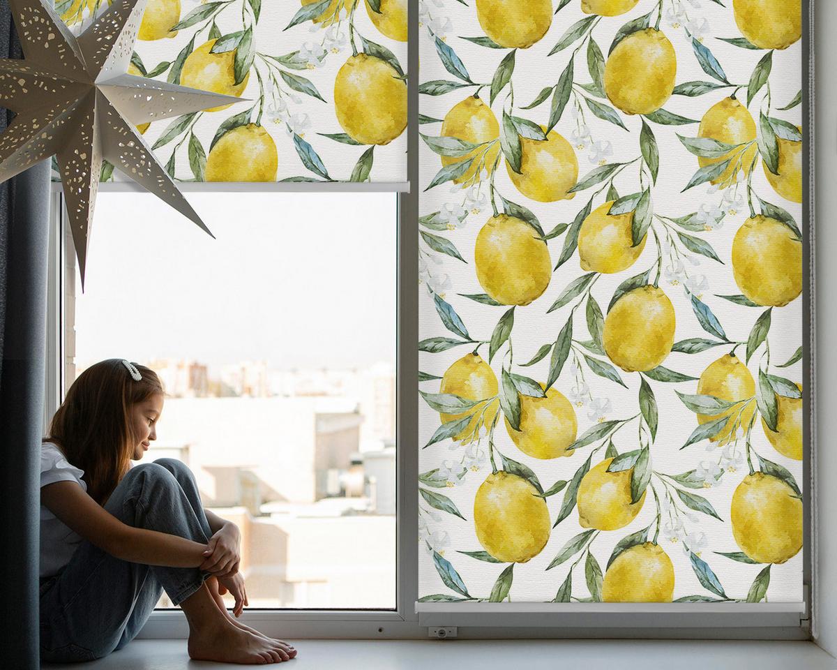 INNENROLLO - Fensterrollo - Rollo - 100x140 cm - Zitronen - Gelb, Kunststoff (100/140/0.5cm) - TULUP