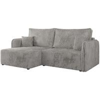 ECKSCHLAFSOFA MESTO L Hellgrau Cord - links - Hellgrau/Schwarz, Kunststoff/Textil (227/147cm) - MKS