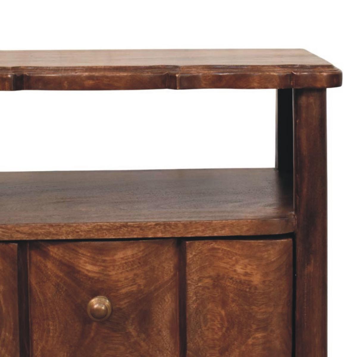 NACHTKASTEN 2 Schubladen und Offenes Regal, Dunkelbraun - Dunkelbraun/Messingfarben, Holz/Metall (55/63/40cm) - Artisan Furniture