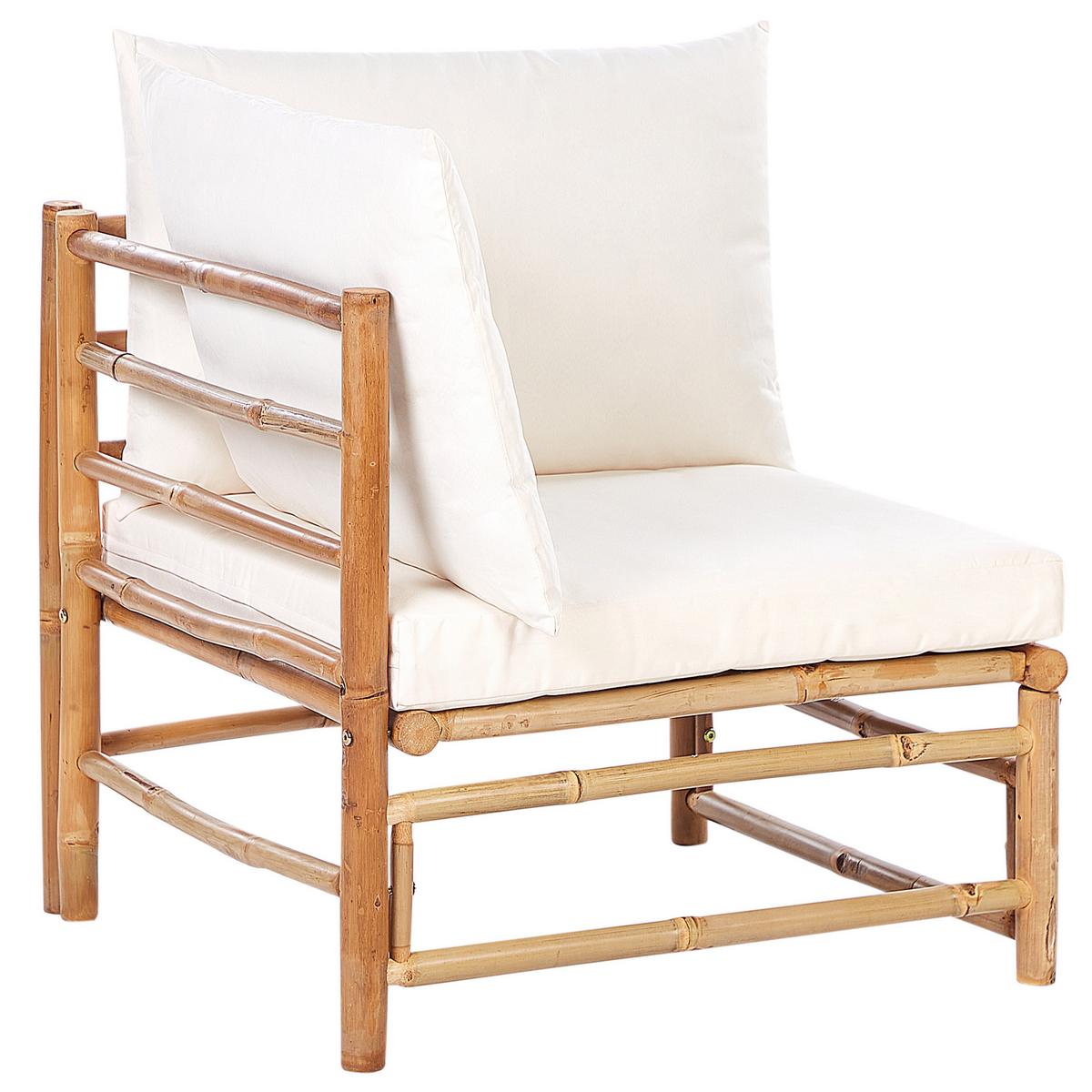 LOUNGE SET 4-Sitzer Bambusholz hellbraun 3-teilig Auflagen cremeweiß Cerreto - Creme, Holz - Beliani